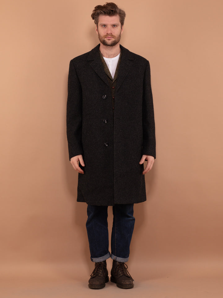Vintage 70's Men Pure New Wool Coat in Gray - NorthernGrip