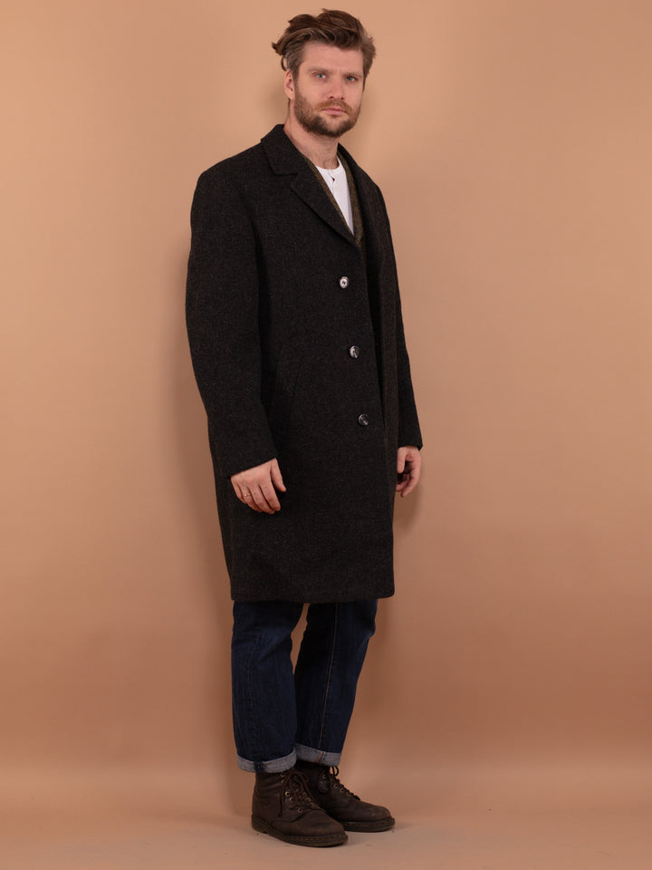 Vintage 70's Men Pure New Wool Coat in Gray - NorthernGrip