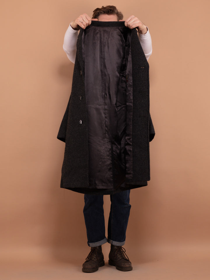 Vintage 70's Men Pure New Wool Coat in Gray - NorthernGrip