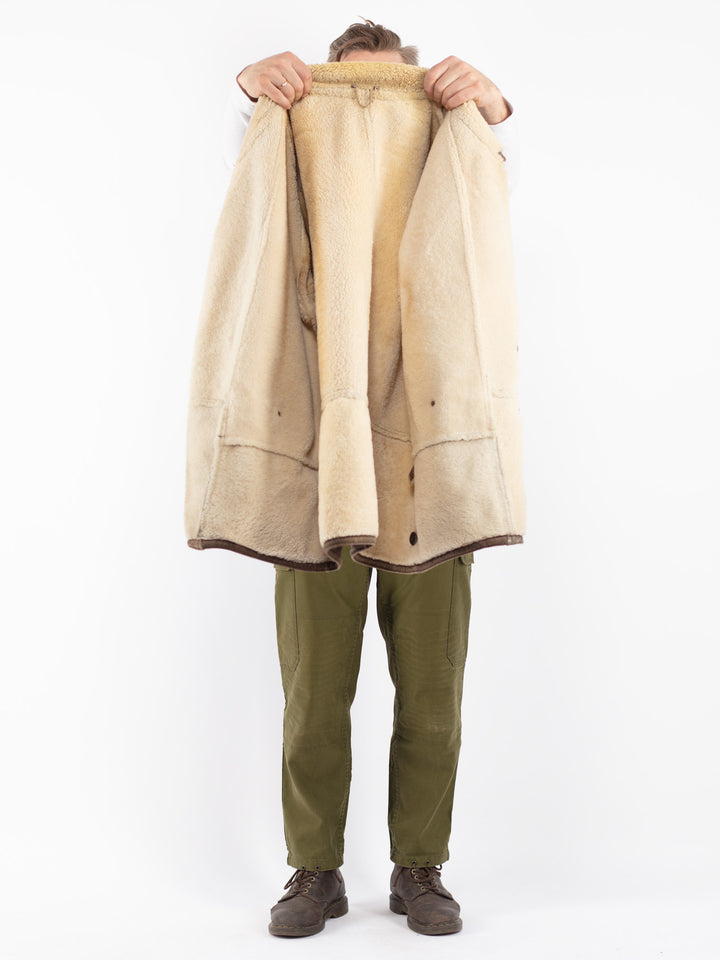 Vintage 70's Men Shearling Coat in Brown