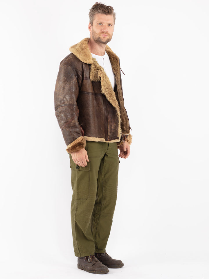 Vintage 70's Men Shearling Jacket in Brown