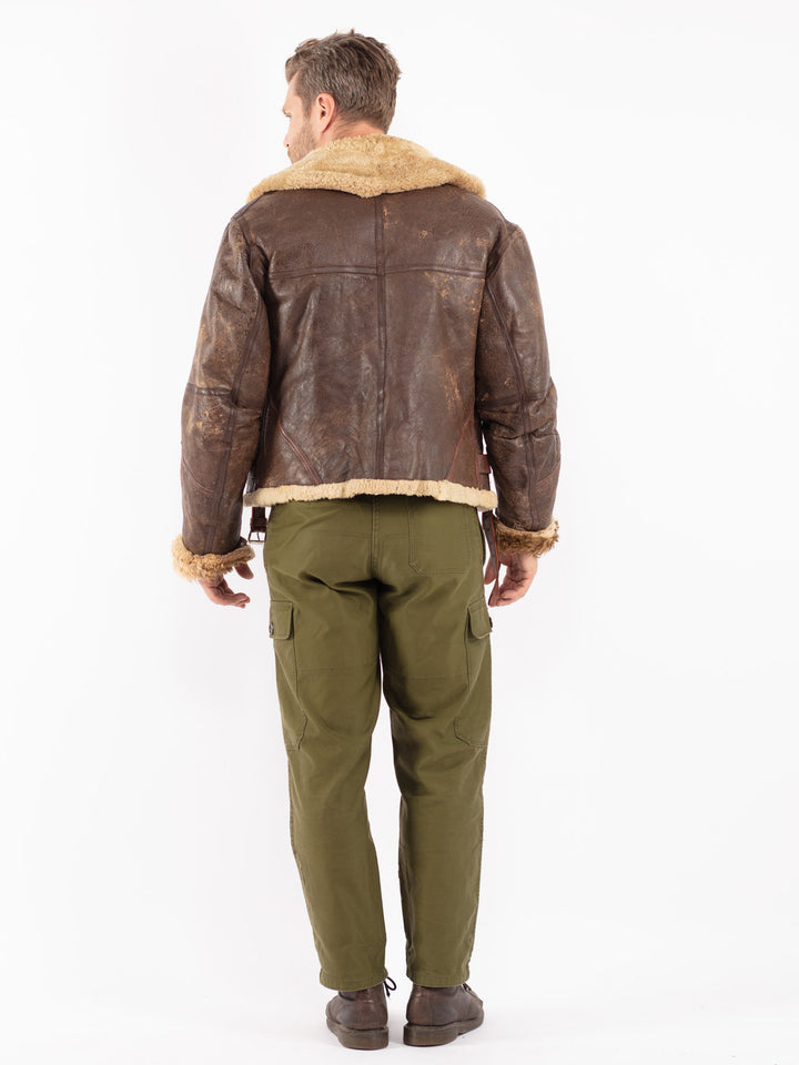 Vintage 70's Men Shearling Jacket in Brown