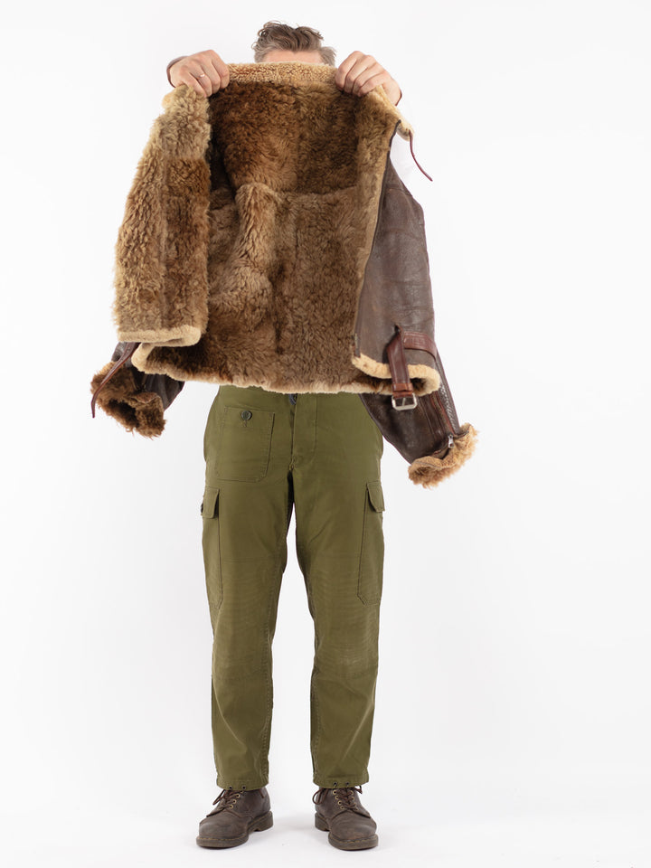 Vintage 70's Men Shearling Jacket in Brown