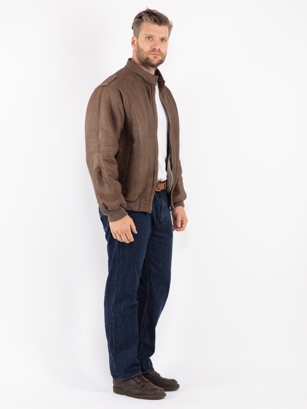 Vintage 70's Men Sheepskin Jacket in Brown