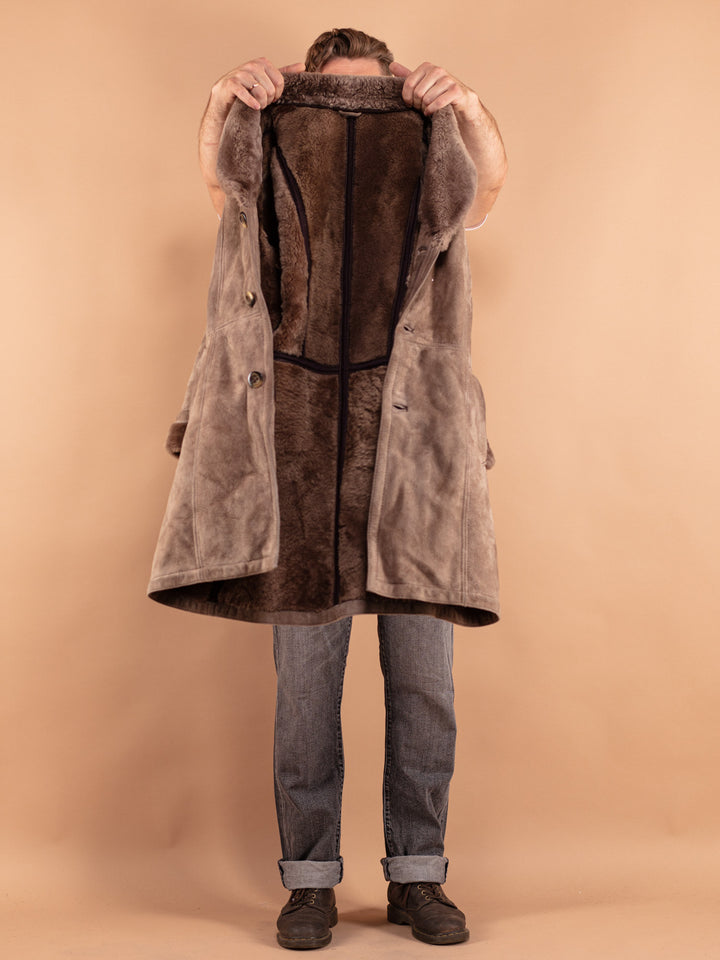 Vintage 70's Men Sheepskin Coat in Beige