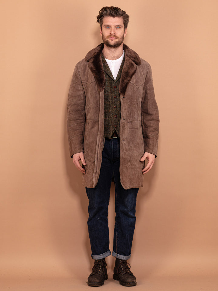 Vintage 70's Men Sheepskin Coat in Beige - NorthernGrip