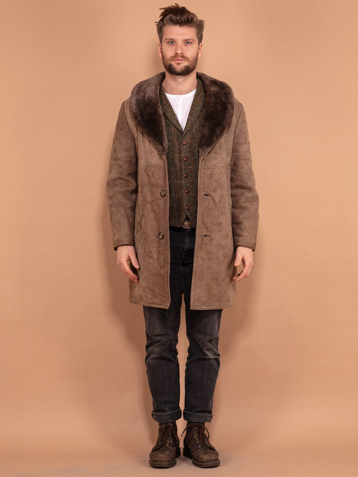 Vintage 70's Men Sheepskin Coat in Beige - NorthernGrip