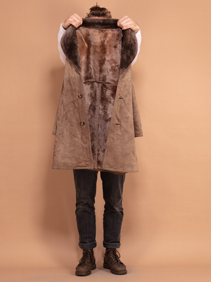 Vintage 70's Men Sheepskin Coat in Beige - NorthernGrip