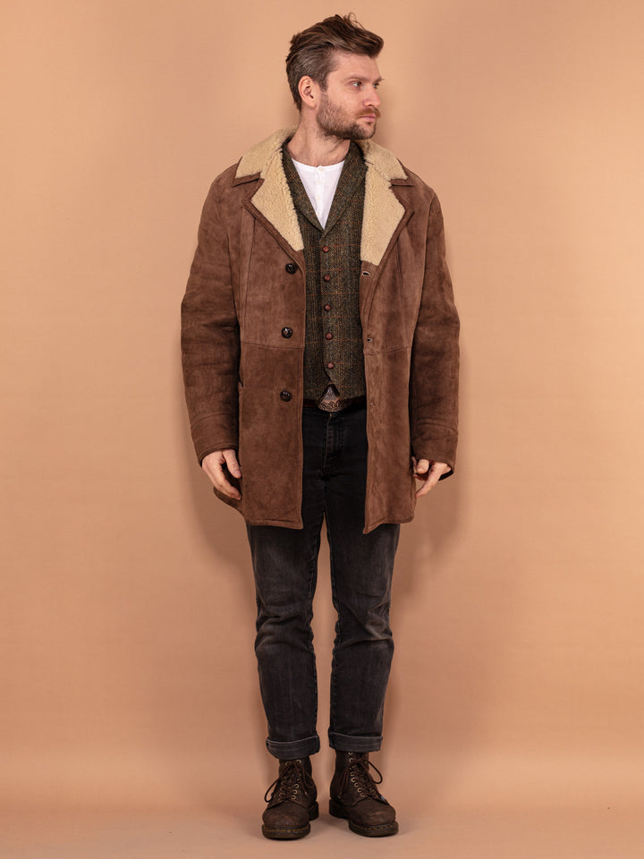 Vintage 70's Men Sheepskin Coat in Light Brown - NorthernGrip