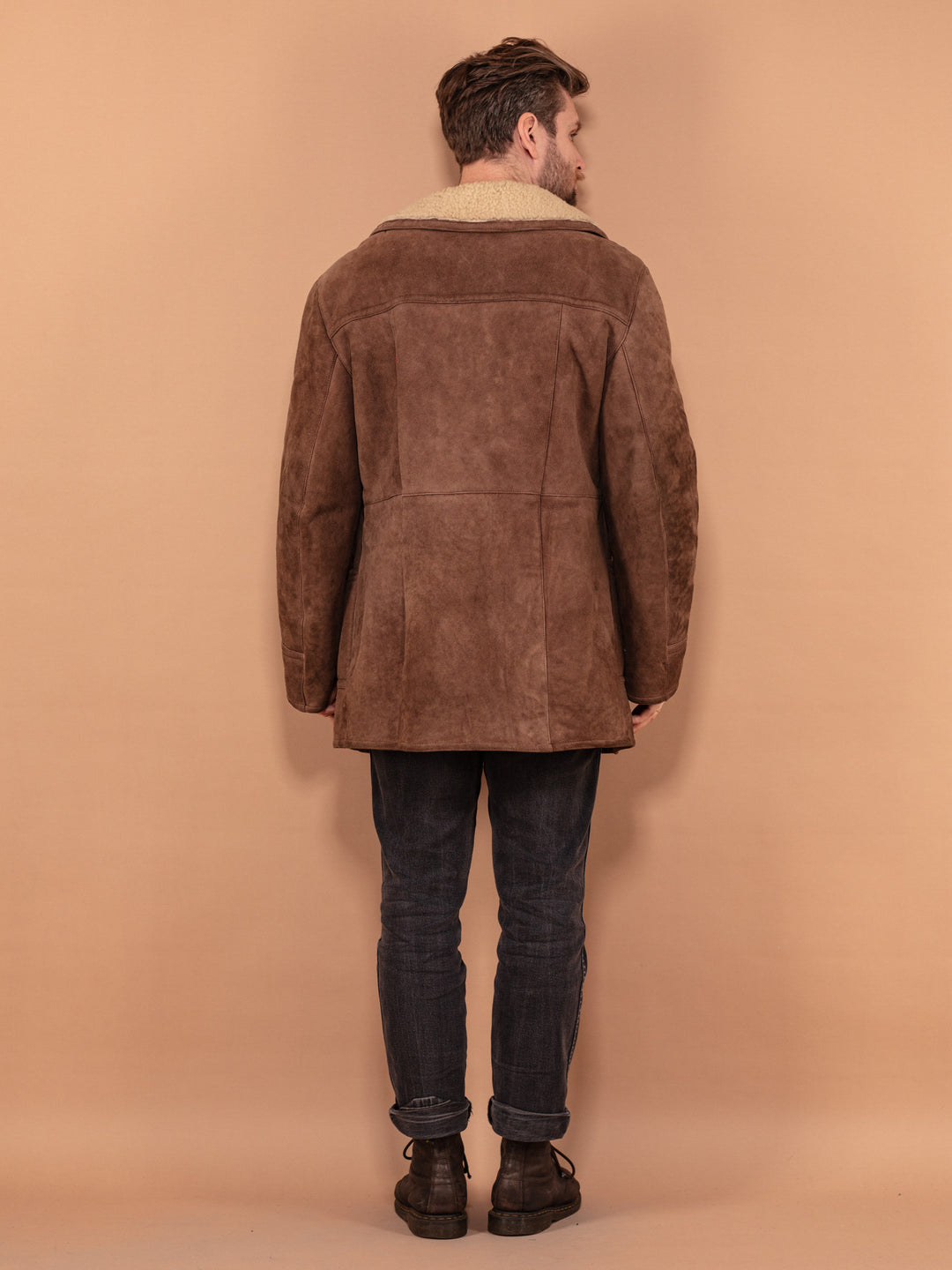 Vintage 70's Men Sheepskin Coat in Light Brown - NorthernGrip