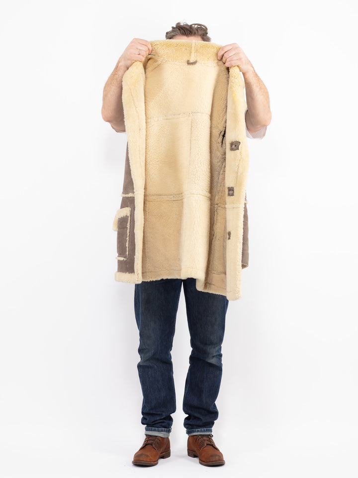 Vintage 70's Men Sheepskin Coat in GrayZ2640