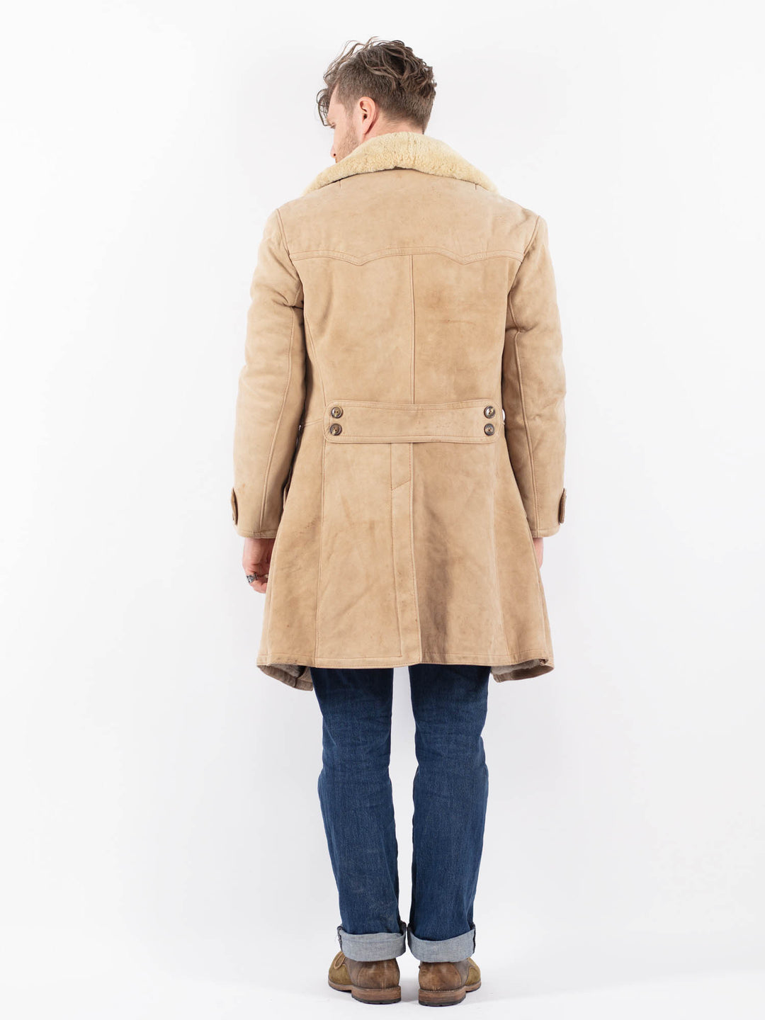 Vintage 70's Men Sheepskin Coat in BeigeZ1507