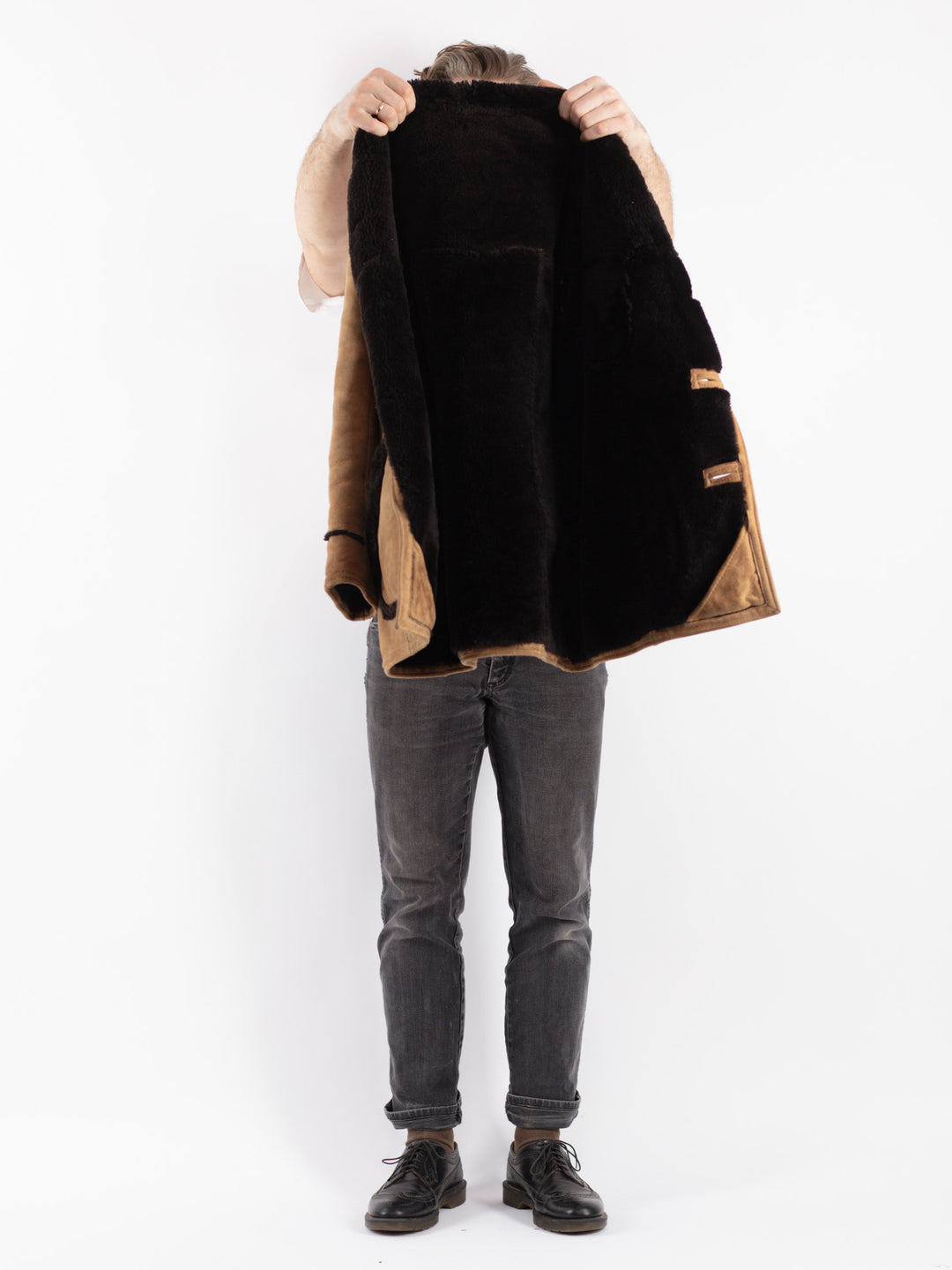 Vintage 70's Men Sheepskin Coat in BeigeZ300
