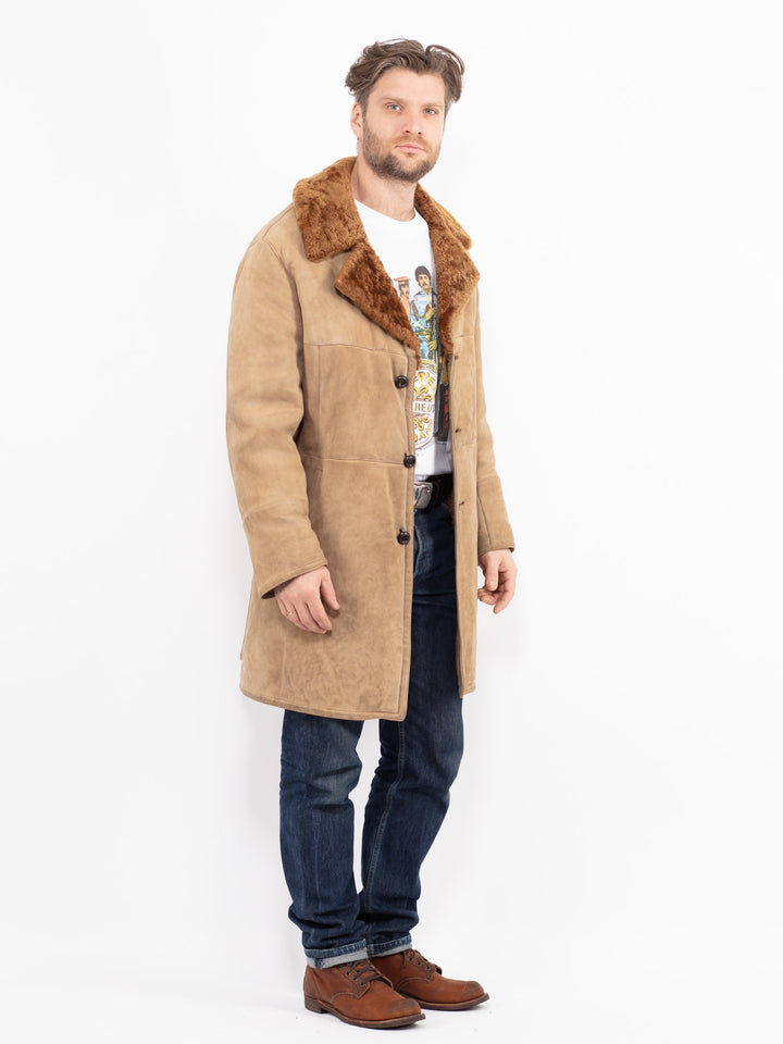 Vintage 70's Men Sheepskin Coat in BeigeZ2646