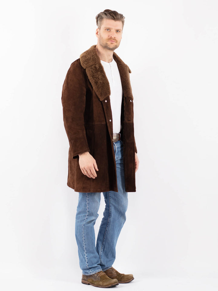 Vintage 70's Men Sheepskin Coat in BrownZ1403