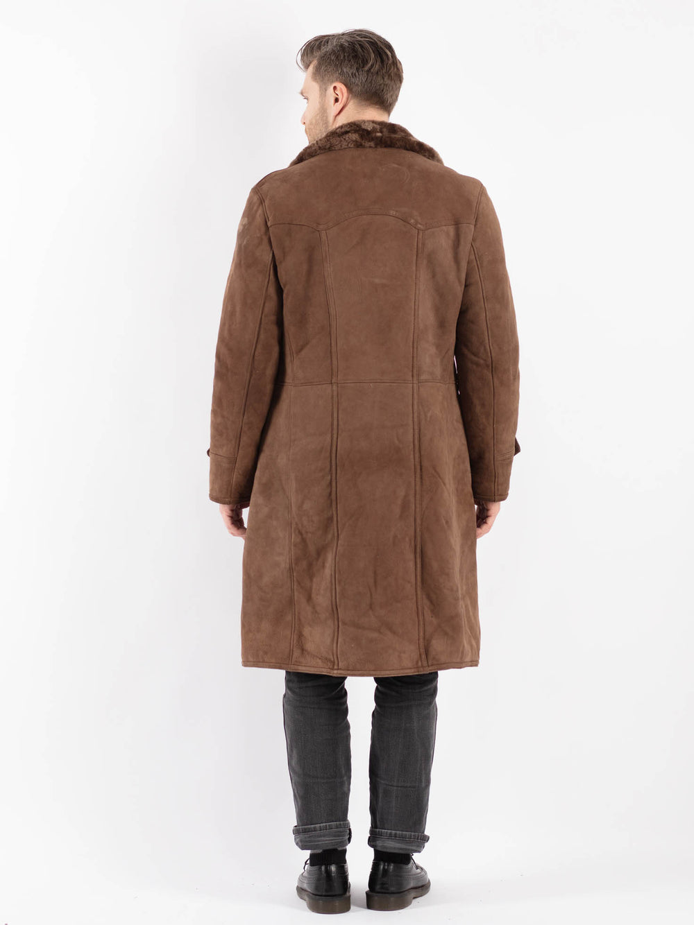 Vintage 70's Men Sheepskin Coat in Brown