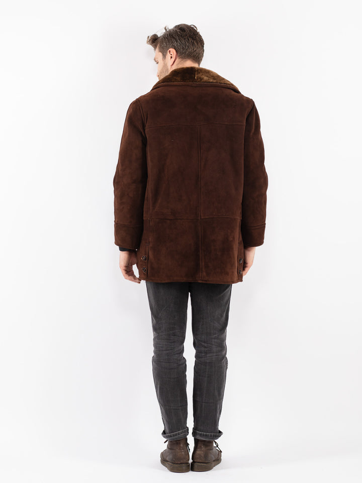 Vintage 70's Men Sheepskin Coat in Brown