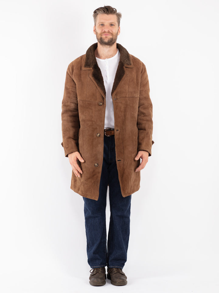 Vintage 70's Men Sheepskin Coat in Brown