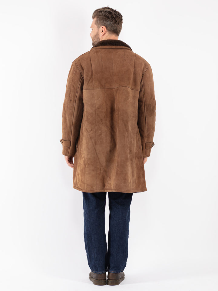 Vintage 70's Men Sheepskin Coat in Brown