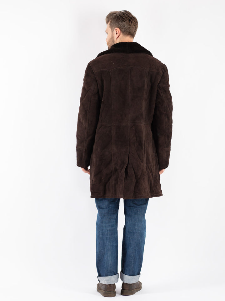 Vintage 70's Men Sheepskin Coat in Brown