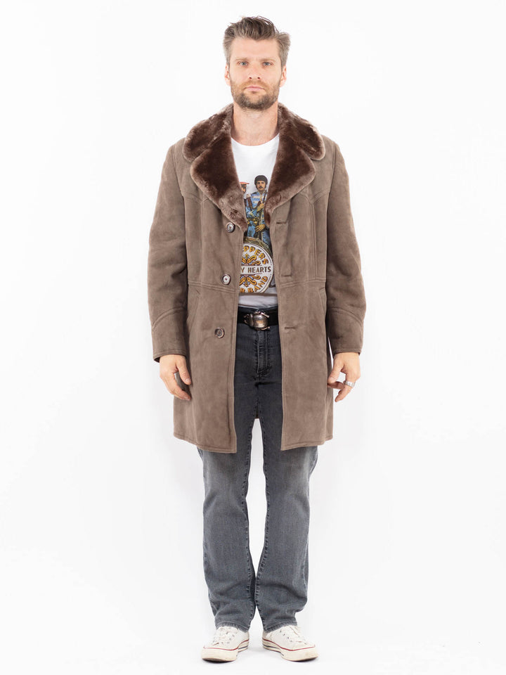 Vintage 70's Men Sheepskin Coat in BeigeZ1938