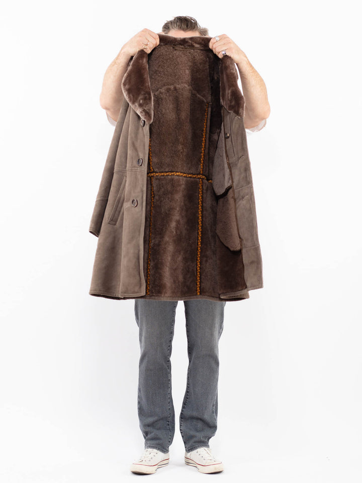 Vintage 70's Men Sheepskin Coat in BeigeZ1938