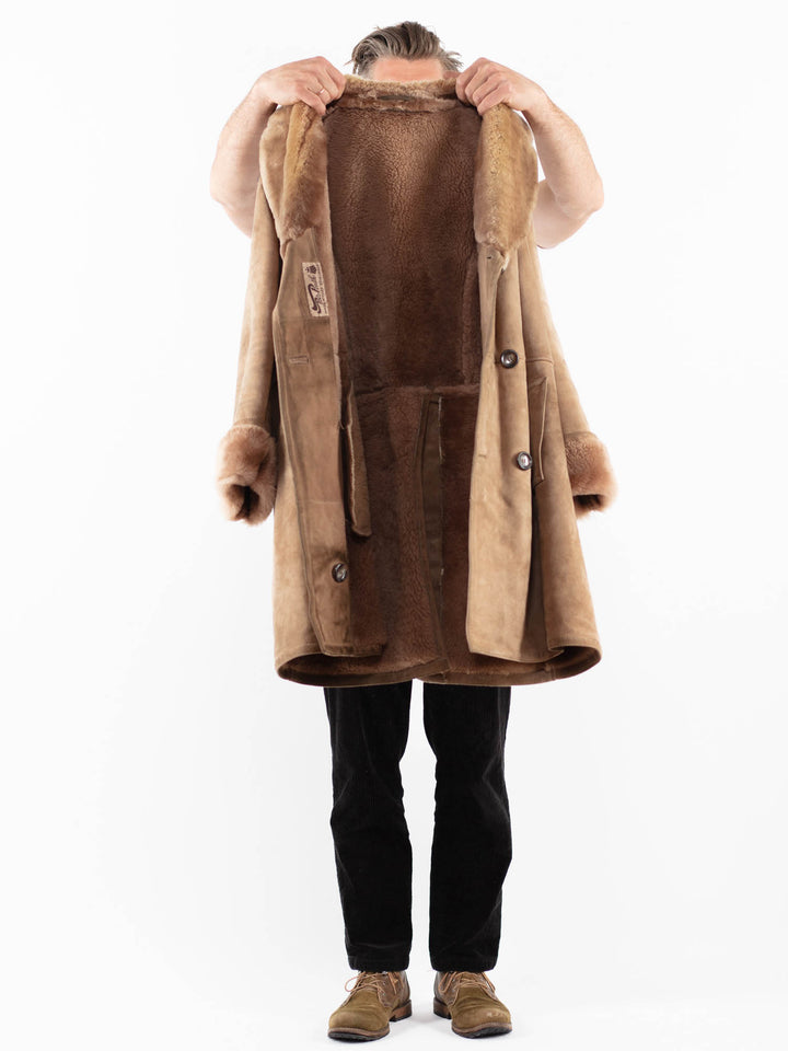 Vintage 70's Men Sheepskin Coat in BeigeZ1841