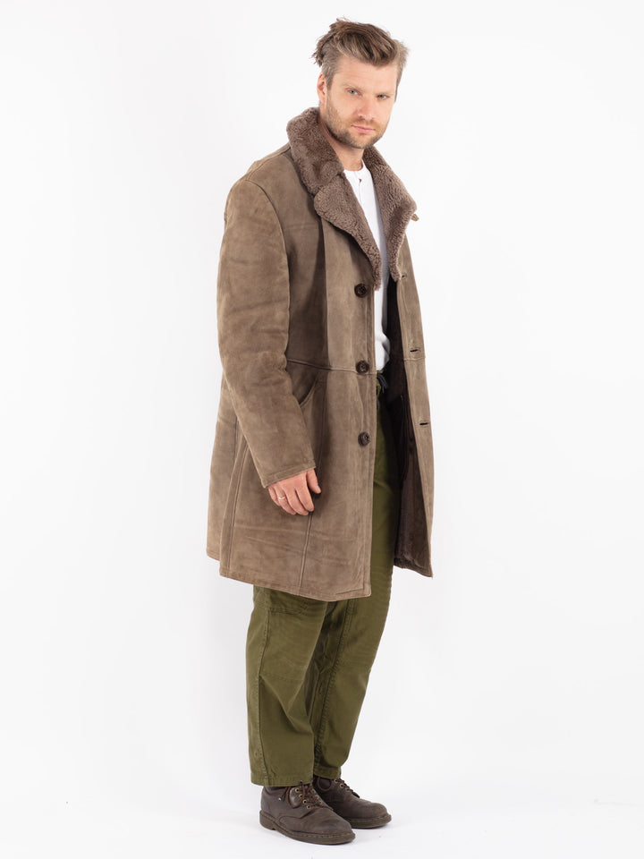 Vintage 70's Men Sheepskin Coat in Beige