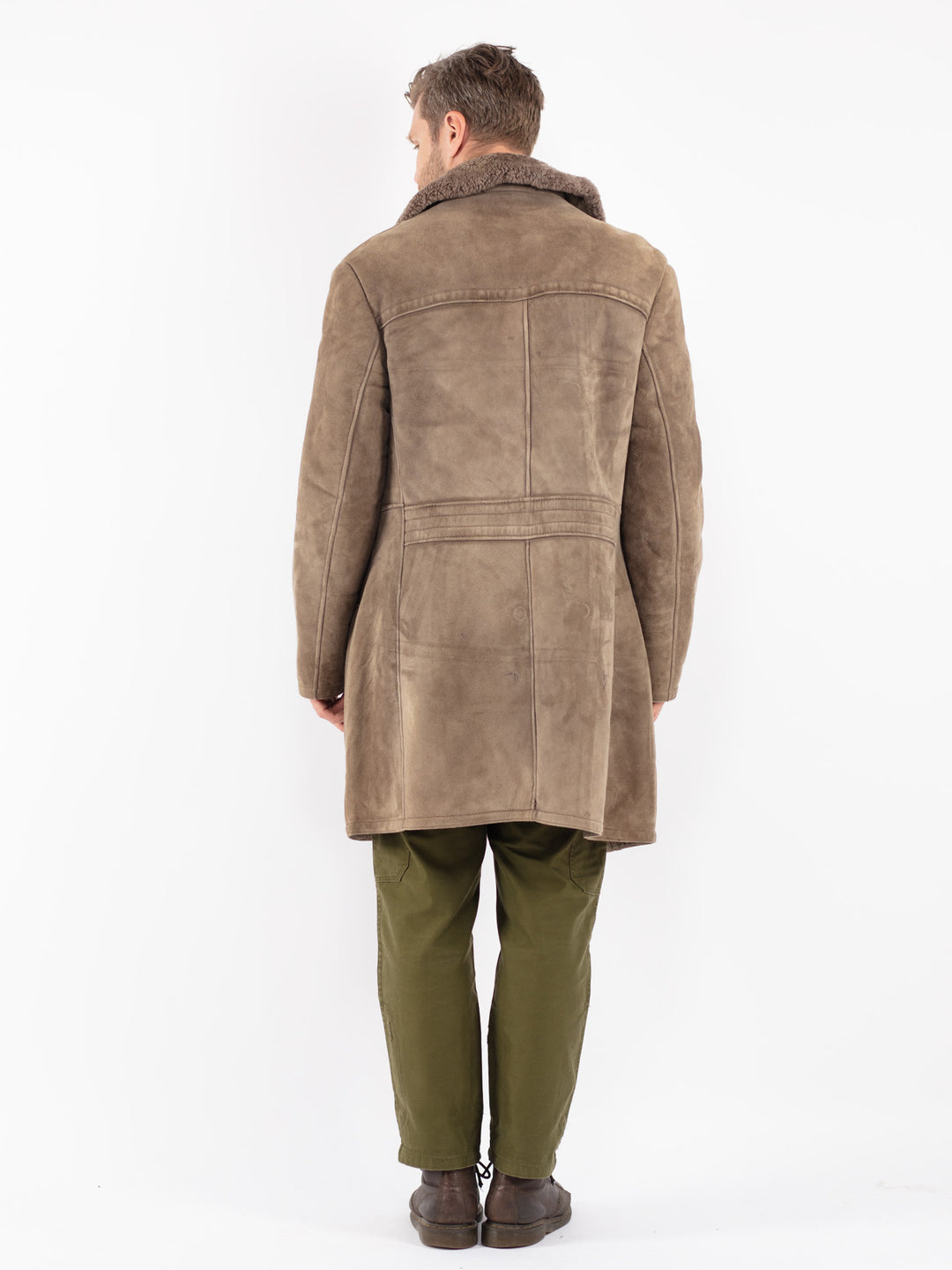 Vintage 70's Men Sheepskin Coat in Beige