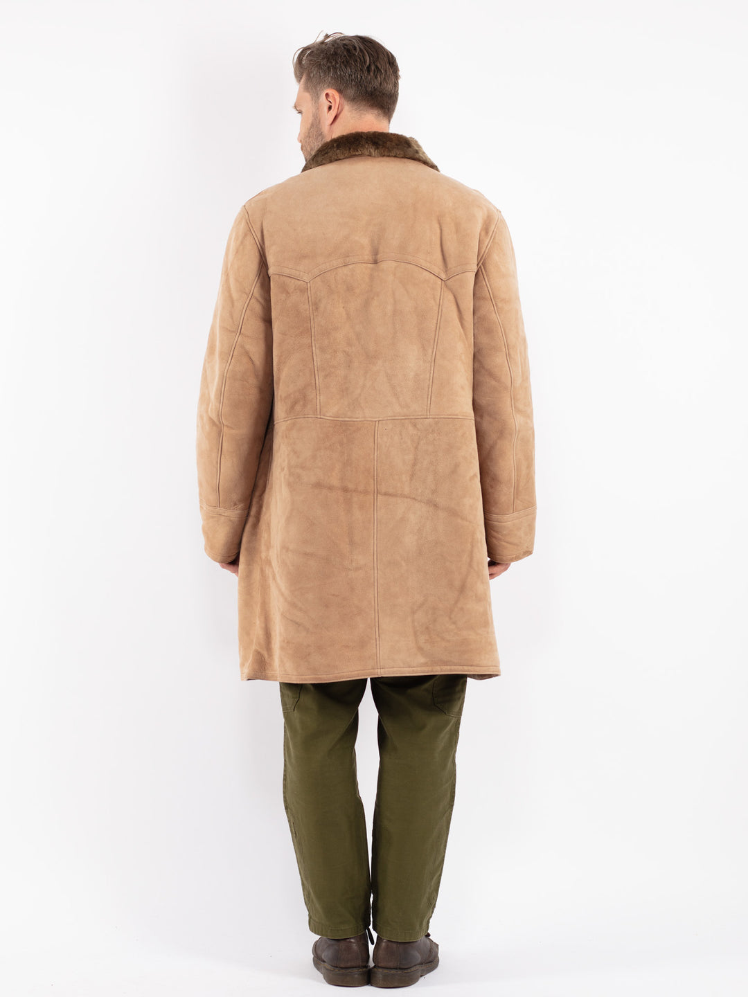Vintage 70's Men Sheepskin Coat in Beige