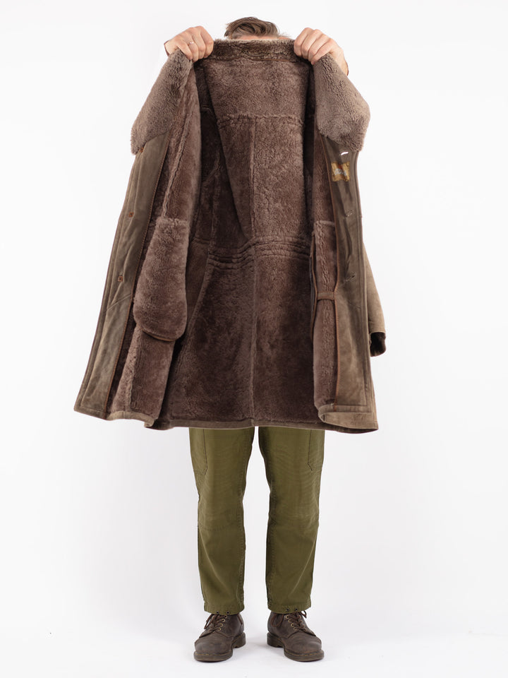 Vintage 70's Men Sheepskin Coat in Beige