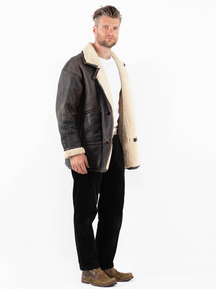 Vintage 70's Men Sheepskin Coat in BrownZ1846