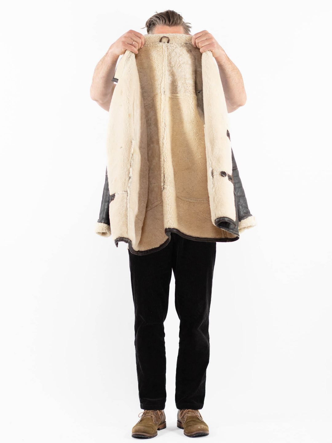 Vintage 70's Men Sheepskin Coat in BrownZ1846