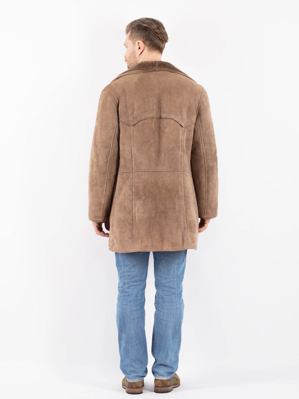 Vintage 70's Men Sheepskin Coat in BeigeZ1421