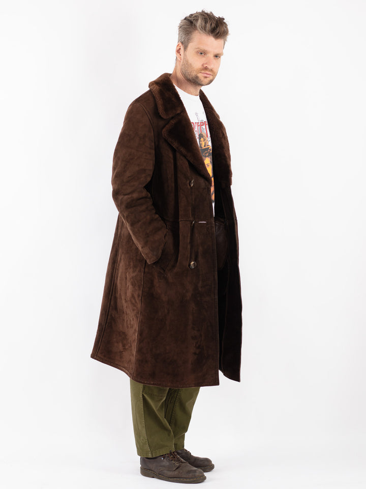 Vintage Men Sheepskin Coat in