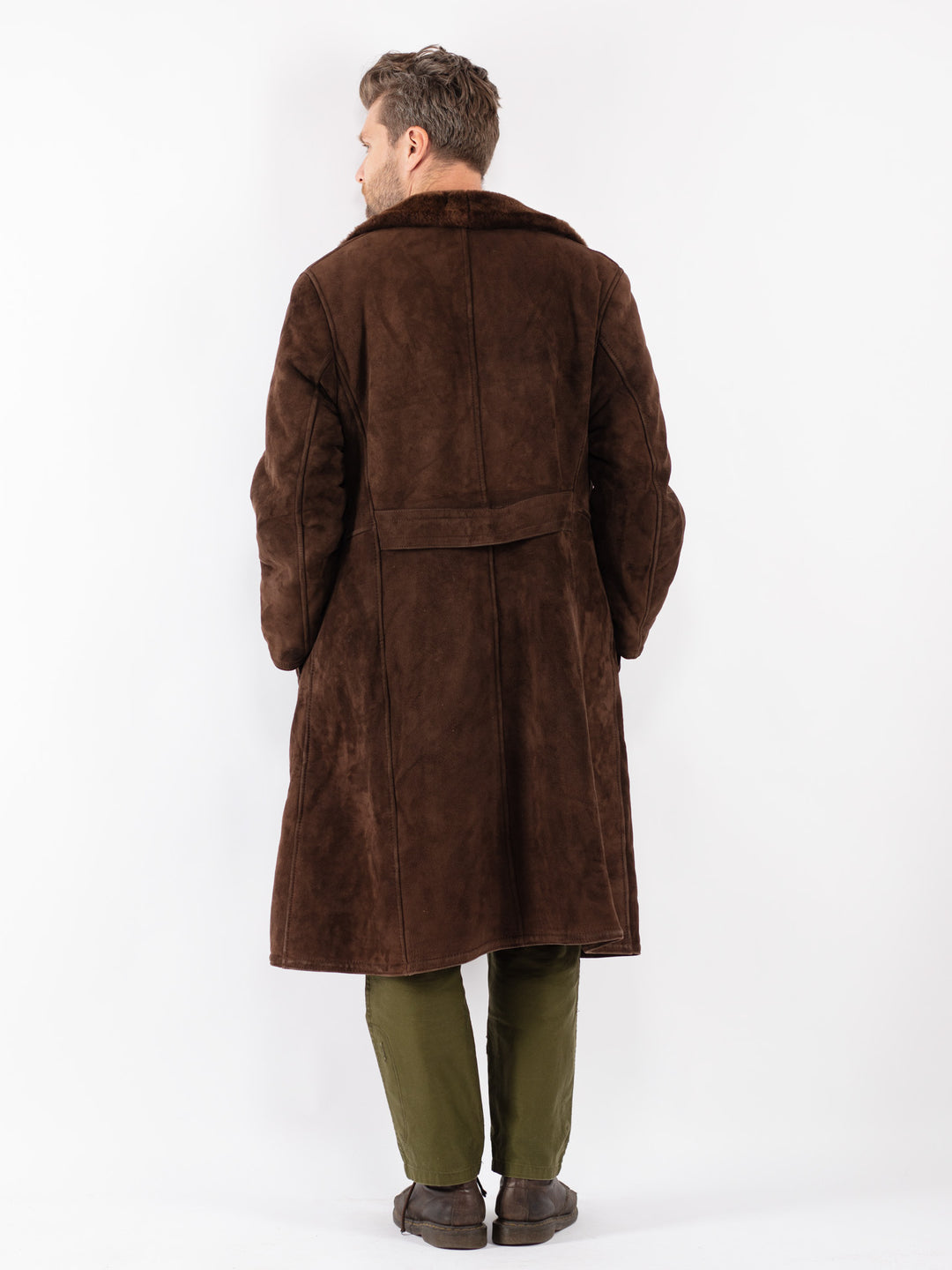 Vintage Men Sheepskin Coat in