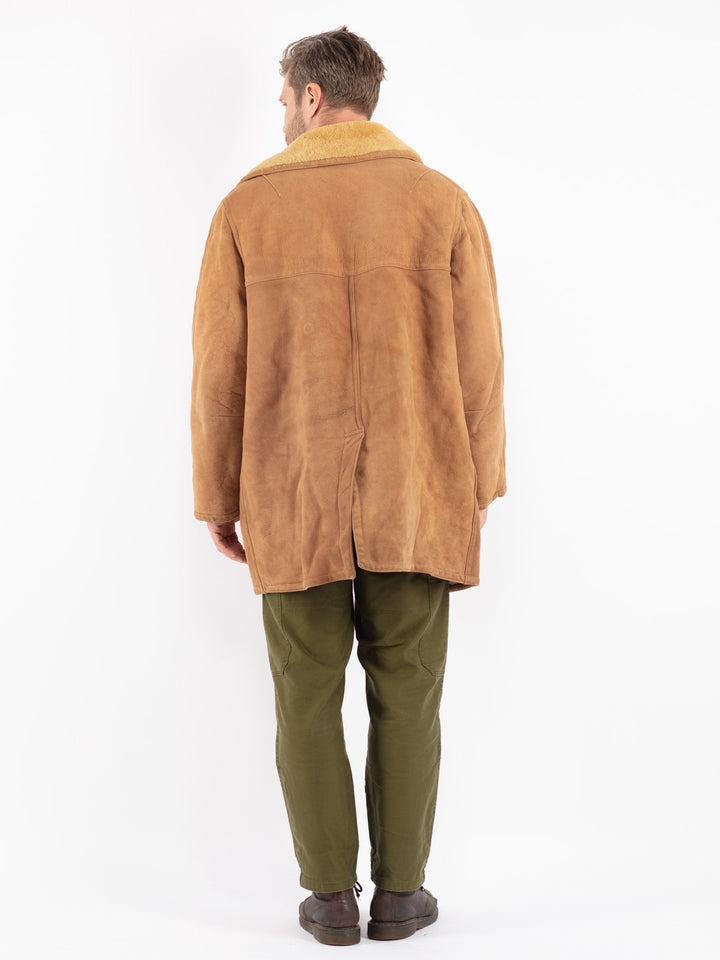 Vintage 70's Men Sheepskin Coat in Brown