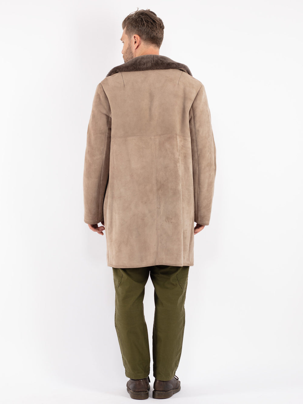 Vintage 70's Men Sheepskin Coat in Beige