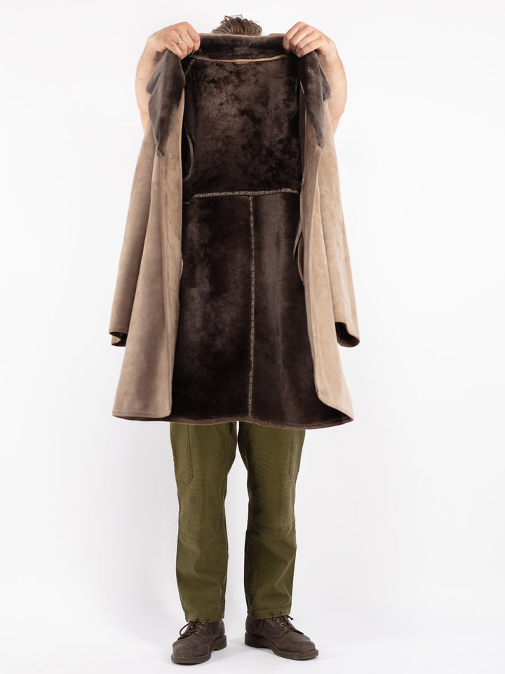 Vintage 70's Men Sheepskin Coat in Beige