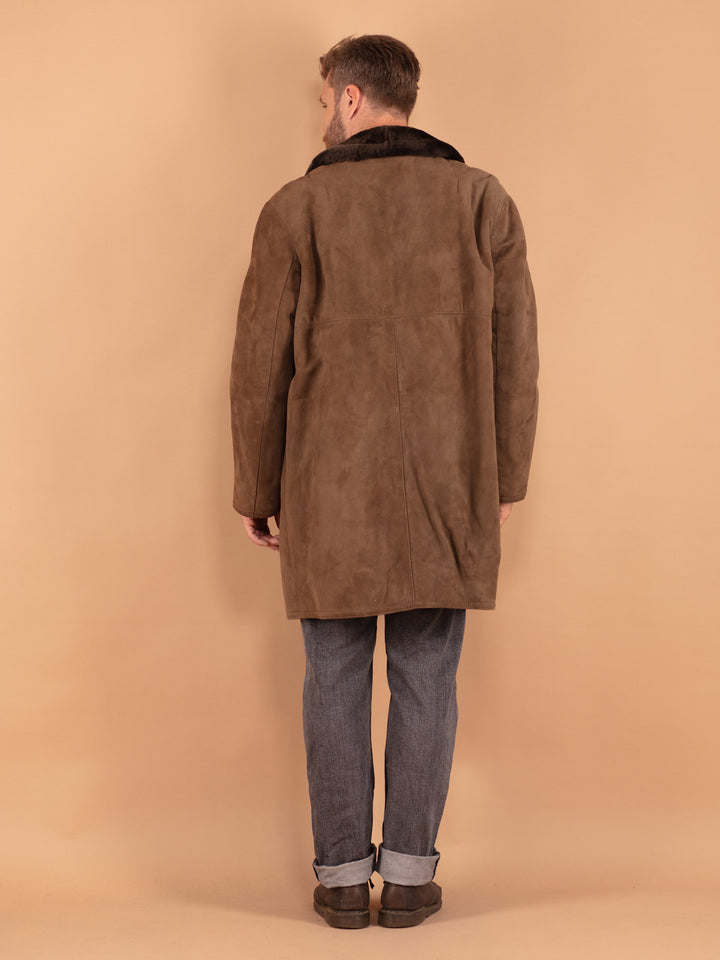 Vintage 70's Men Sheepskin Coat in Brown - NorthernGrip