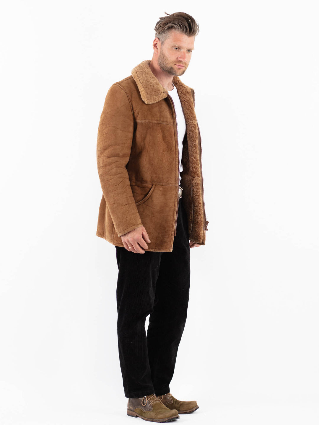 Vintage 70's Men Sheepskin Coat in BrownZ1872
