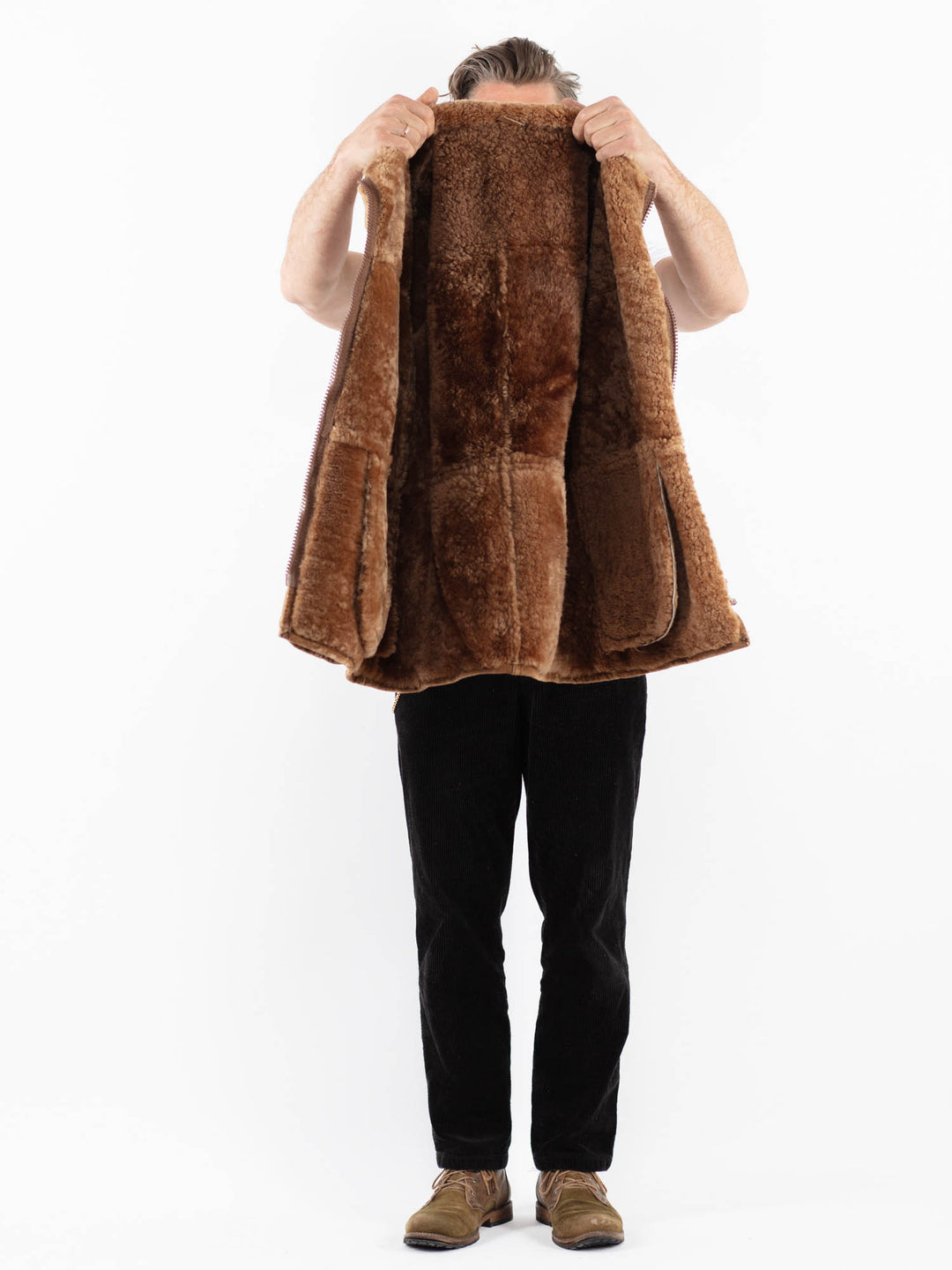 Vintage 70's Men Sheepskin Coat in BrownZ1872