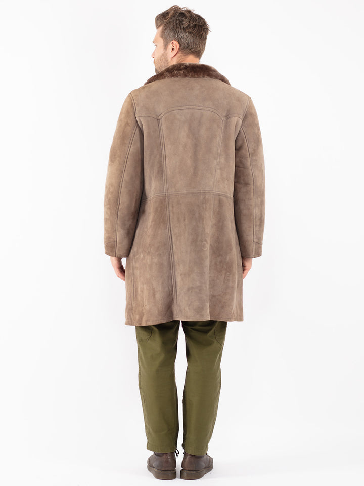 Vintage 70's Men Sheepskin Coat in Beige