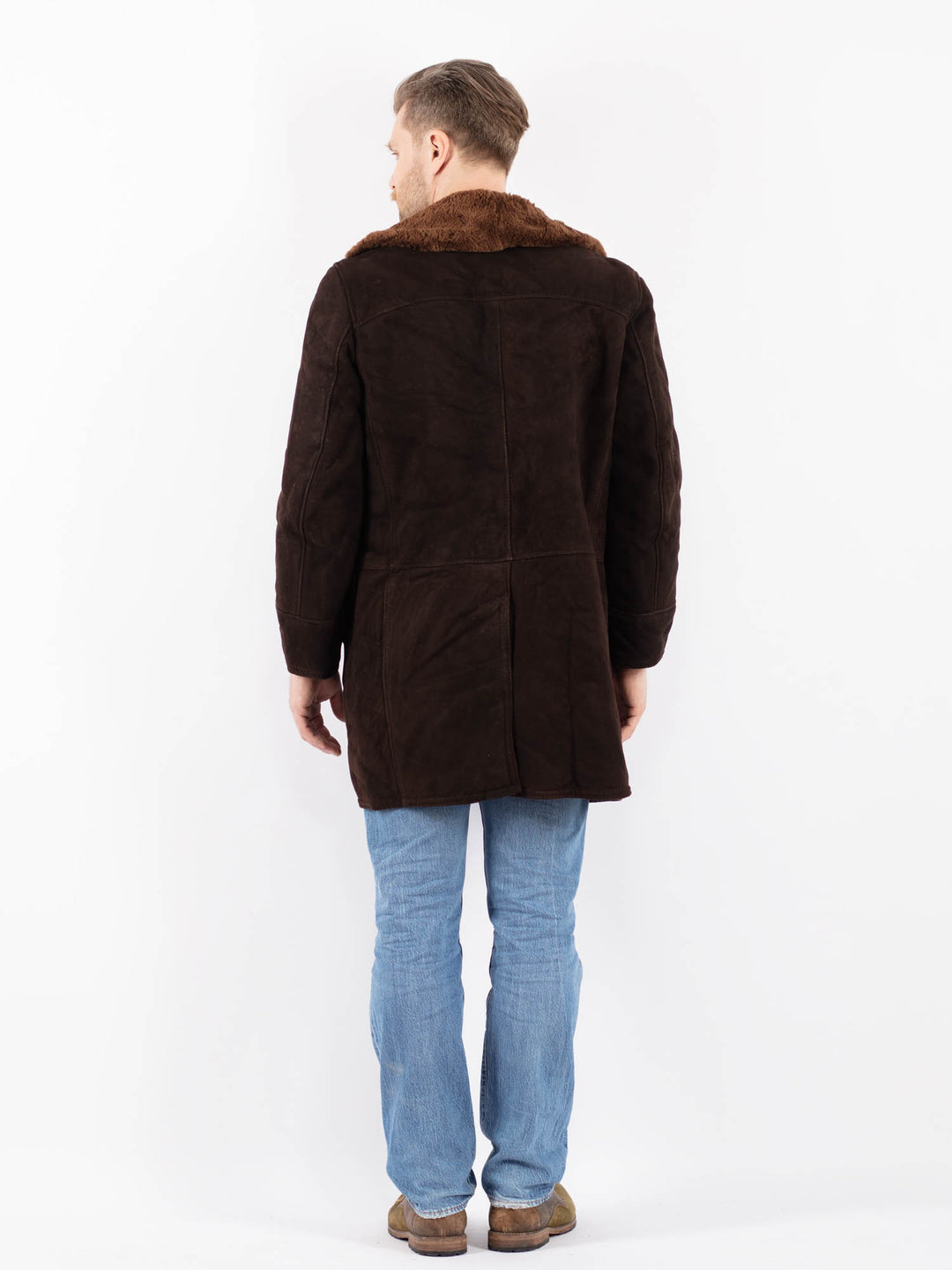 Vintage 70's Men Sheepskin Coat in BrownZ1430