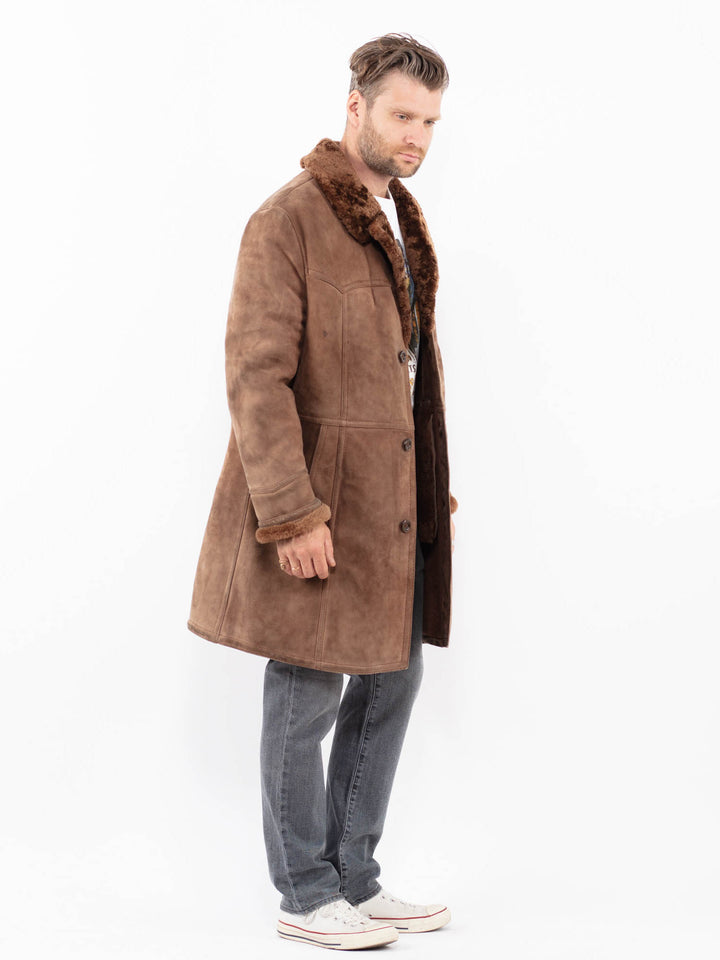 Vintage 70's Men Sheepskin Coat in BrownZ1976