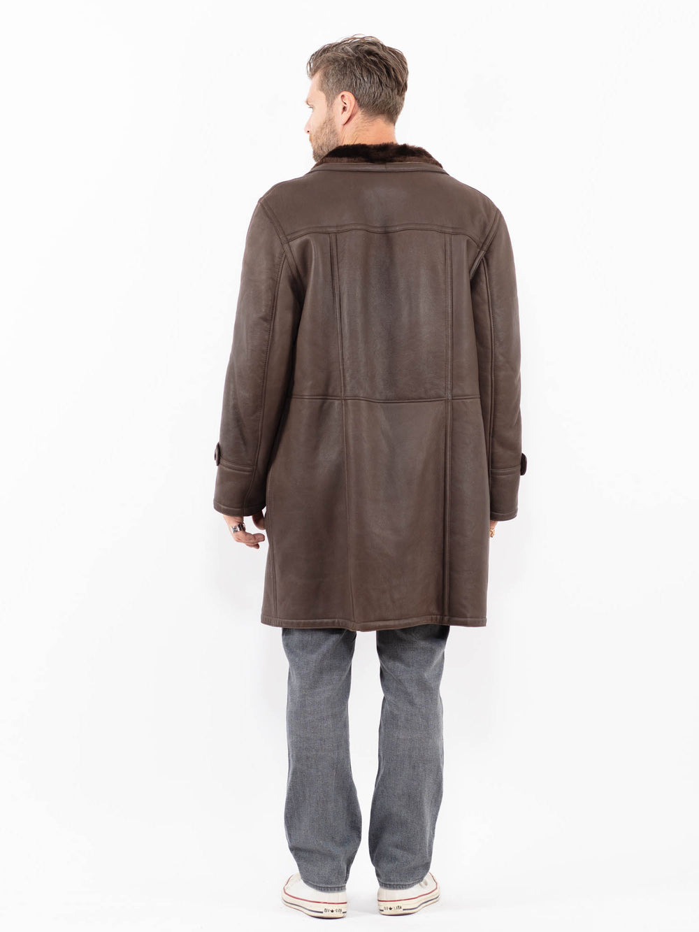 Vintage 70's Men Sheepskin Coat in BrownZ1977