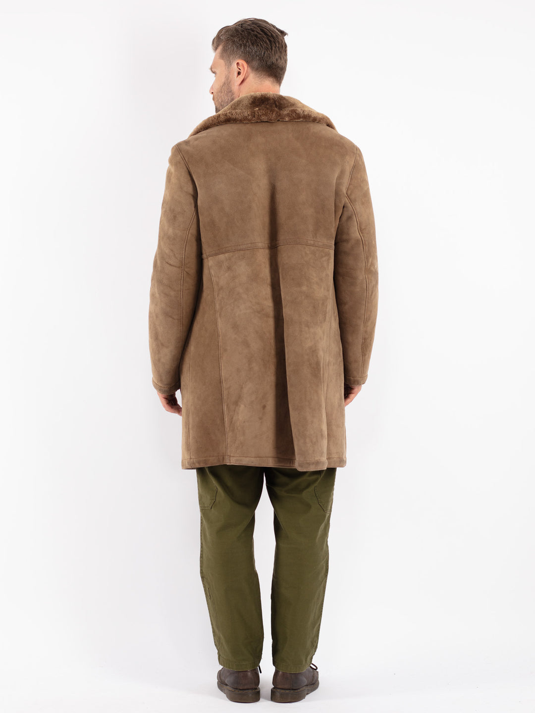 Vintage 70's Men Sheepskin Coat in Beige