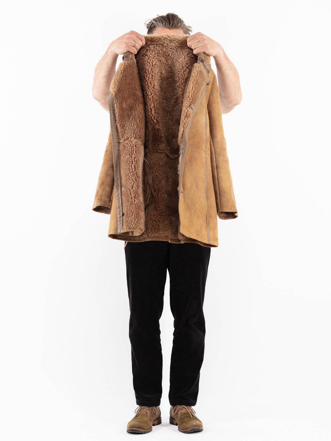 Vintage 70's Men Sheepskin Coat in BeigeZ1901