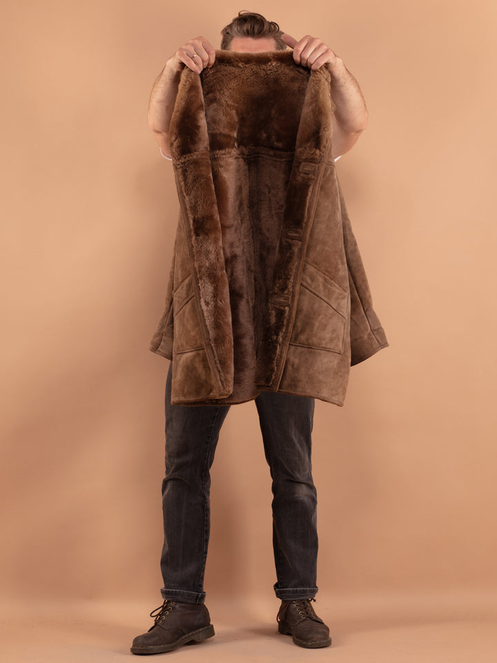 Vintage 70's Men Sheepskin Coat in Beige