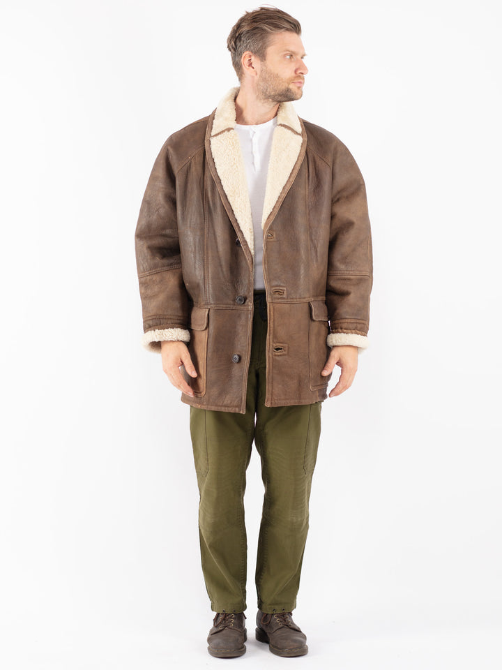 Vintage 70's Men Shearling Coat in Brown